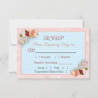 Burgundy Blush Pink Rose Gold Wedding RSVP card