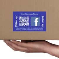 Dark blue white business name qr code Facebook Rectangular Sticker