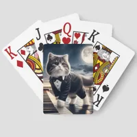 Cute Cat Pawdigy Plays a Moonlight Sonata Jumbo Poker Cards