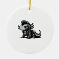Whimsigoth Cyborg Axolotl Vintage Art Design Class Ceramic Ornament