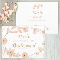 Will You Be My Bridesmaid Blush Blooms Watercolor Invitation Postcard