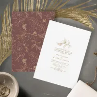 Golden Leaf Wedding Rehearsal Dinner Brgdy ID655 Invitation