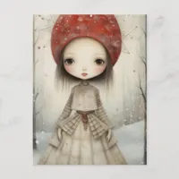 Girl in a Winter Forest Postcard