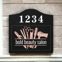 Beauty Salon Stylist Tools Rose Gold Glitter Front Door Sign