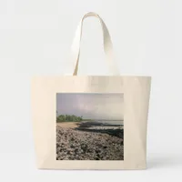 Black Sand Beach in Hawaii Large Tote Bag