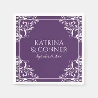 Elegant Wedding Napkins | Nadine (Plum / Purple) 2