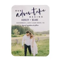 Navy Our Adventure Begins Photo Save the Date Magnet