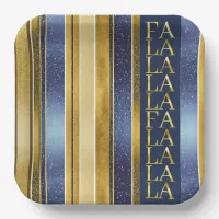 Blue Gold Christmas Fa La La Pattern#27 ID1009 Paper Plates