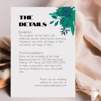 Bold Navy & Green Floral Wedding Enclosure Card