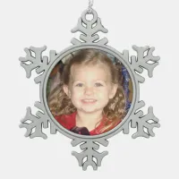 Add your Child's Photo to this Snowflake Pewter Christmas Ornament