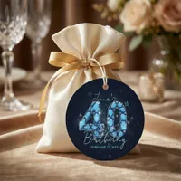 Glamorous Blue Diamond 40th Birthday Favor Tags