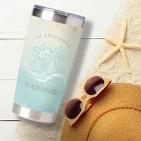 Beach House Palm Trees Aqua ID623 Insulated Tumbler