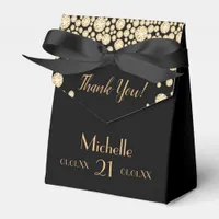 21st birthday party black gold thank you name favor boxes