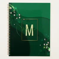 Abstract Emerald Green Layout and Gold Ornaments Planner