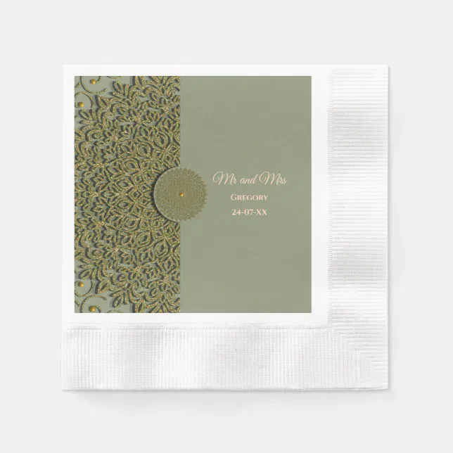 Elegant Modern Sage green & gold classic Napkins