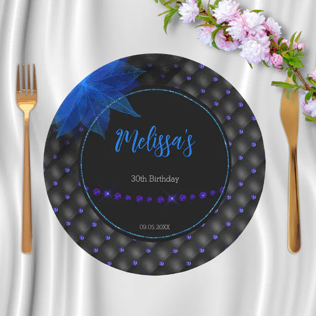 Gothic Black and Blue Birthday  Paper Plates