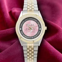 Elegant 5th Rose Quartz Wedding Anniversary Watch