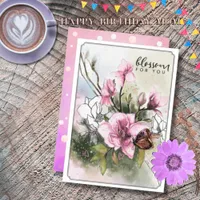 Elegant Watercolor Pink Magnolia Birthday Mom Card