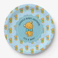 Cute Teddy Bear Boy's Baby Shower Paper Plates