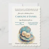 Beach Wedding Pearls Shell Elegant Ocean Theme  Invitation