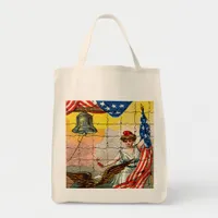 Vintage Lady, Eagle, Flag and Liberty Bell Mosiac Tote Bag