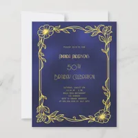 Art Deco Gatsby navy blue gold birthday invitation