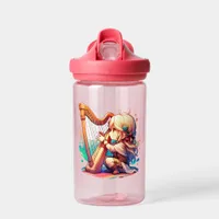 Cute Chibi Girl Playing Harp Personalized Water Bottle