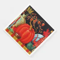 Autumn Festive Antique Painting Pumpkin Decoration Paper Dinner Napkins