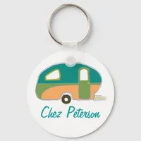 Personalized Retro Art Caravan Owner's Keychains