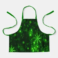 Deep Green Bright Snowflakes Holidays Small Apron