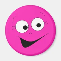 Hot Pink Funny Silly Face Face Magnet