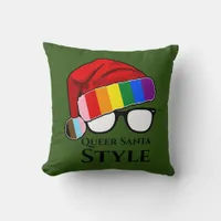 Queer Santa Style Hat and Sunglasses Throw Pillow