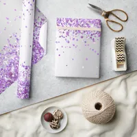 Silver purple sparkle Christmas Xmas Wrapping Paper