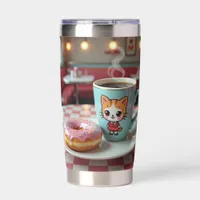 Cute Donut and Coffee at Retro Diner Insulated Tumbler