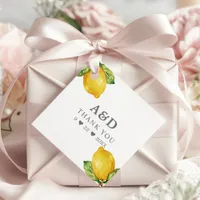 Watercolor Lemons Citrus Modern Wedding Thank You Favor Tags