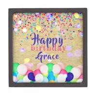 Colorful Confetti And Balloons Happy Birthday  Gift Box