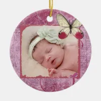 Baby's First Christmas Burgundy Butterfly Ornament