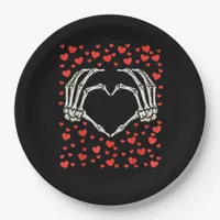 Skeleton Hand Red Heart Birthday Valentines Day  Paper Plates