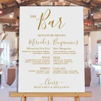 Custom Wedding Bar Gold Signature Drinks Menu Foam Board