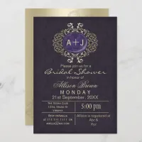 Purple Gold Bridal shower  Invitation