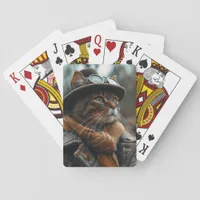 Steampunk Cat in Clothes Playing Cards