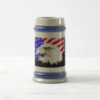 Bald Eagle and American Flag Beer Stein