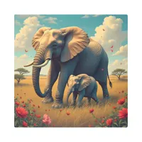 A Sweet Sentimental Mama and Baby Elephant Metal Print