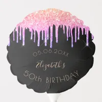 Birthday party black rainbow glitter pink purple balloon