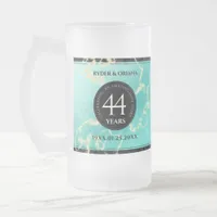 Elegant 44th Turquoise Wedding Anniversary Frosted Glass Beer Mug
