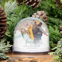 Custom Family 2 Photos Overlay Names Date Snow Globes