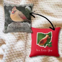 Ohio Mom Cardinal Double-Sided Mother's Day  Throw Pillow