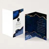 Navy and Gold Agate Precious Stone Corporate Business Card