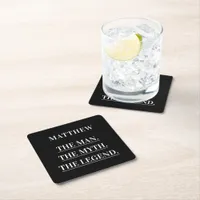 Black white man myth legend square paper coaster