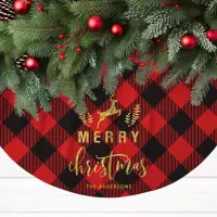 Buffalo Plaid Merry Christmas Monogram Brushed Polyester Tree Skirt